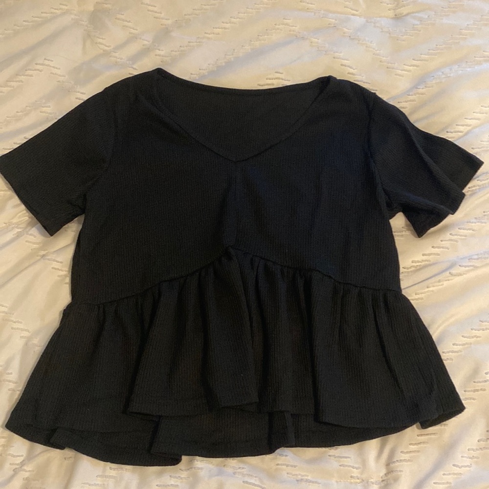 super cute black ruffle top